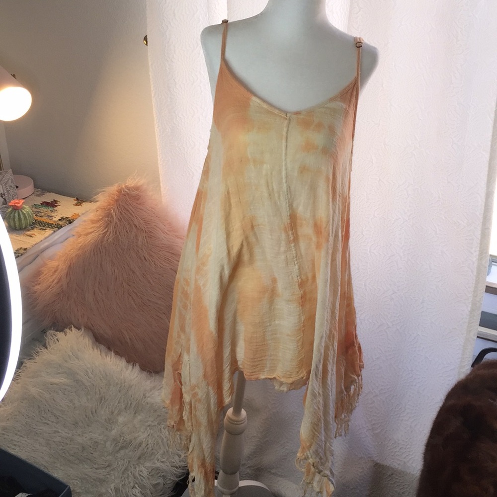 Billabong tie dye asymmetry fringe cover-up dress surf style